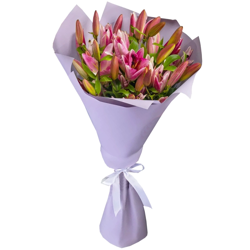 Букет из 11 розовых лилий