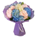 Букет из 9 разноцветных гортензий